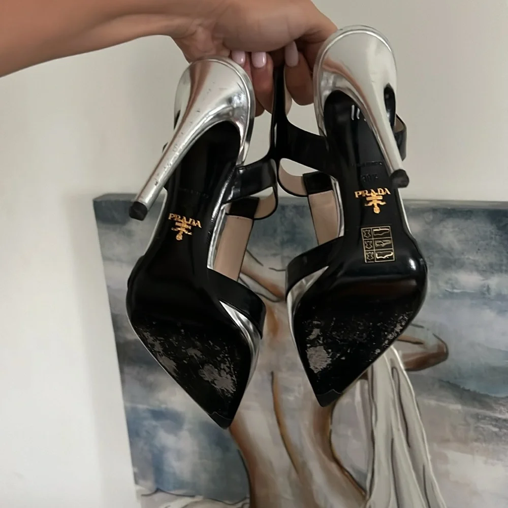 Prada heels 😍 black silver size 38.5 - Picture 7 of 8